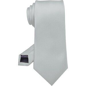 Men's Silver Solid Pure Color Imported Silk Blend Formal Neck Ties